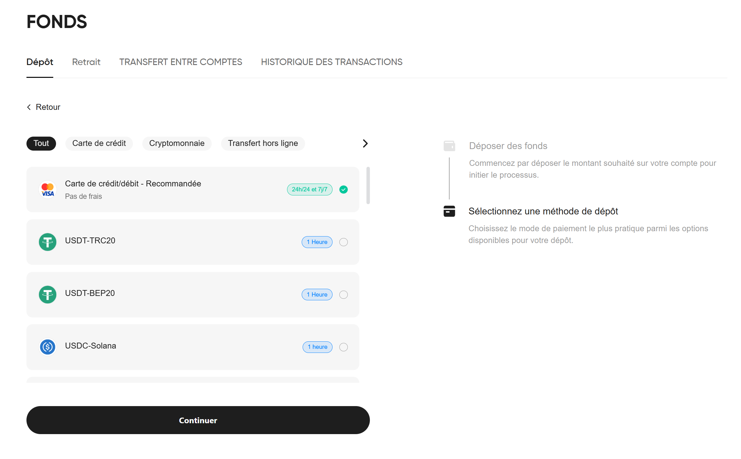 Étape 3 - Sélectionner votre méthode de paiement