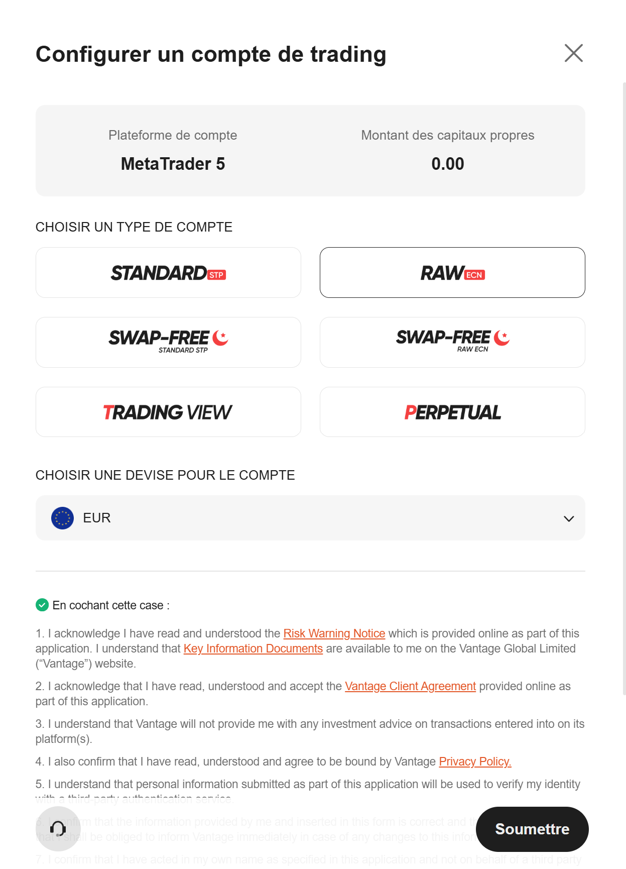 Étape 6 - Configurer un compte de trading